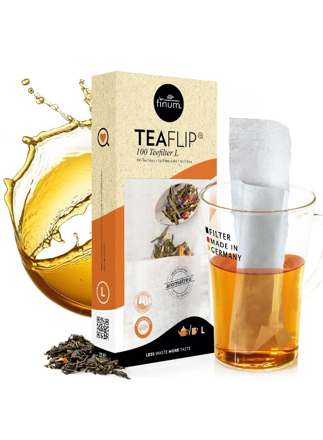 Finum Disposable Paper Tea Filter Bags for Loose Tea, White, Large, 100 Count - Image 1